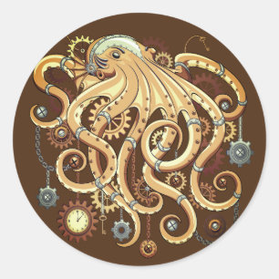 Adesivo Redondo Polvo Steampunk Retro Fantasia Mecânica