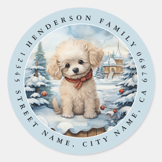 Adesivo Redondo Pólvoras Redondas de Poodle (Frente)