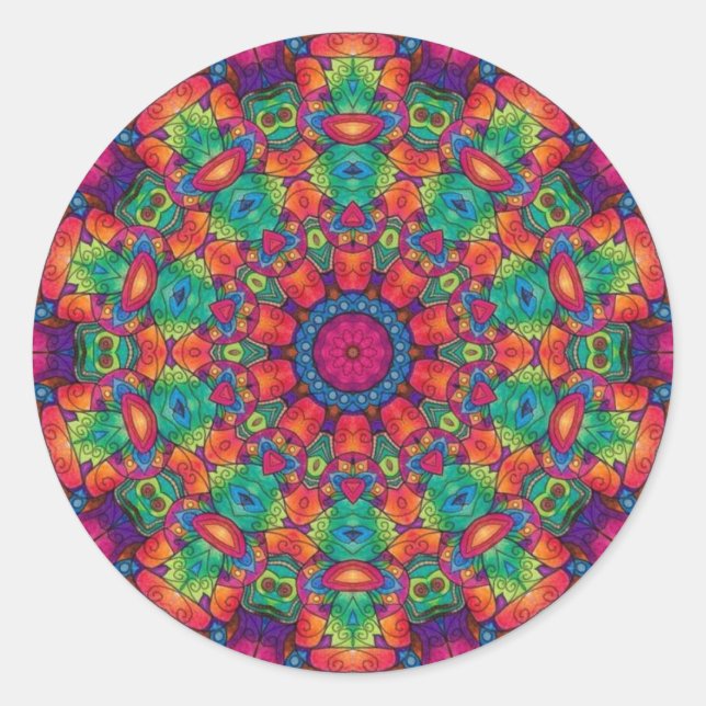 Adesivo Redondo Polychrome Maze Mandala (Frente)