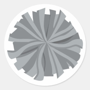 Adesivo Redondo Pom De Cheerleader De Cinza De Prata