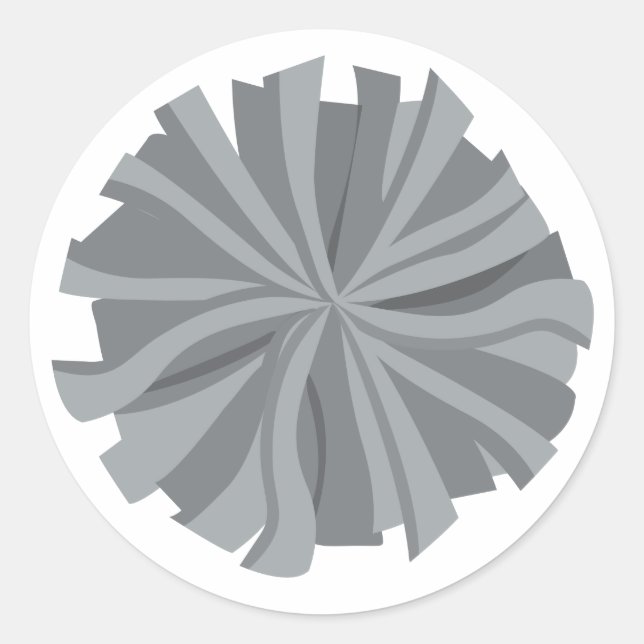 Adesivo Redondo Pom De Cheerleader De Cinza De Prata (Frente)