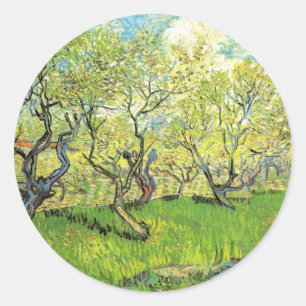 Adesivo Redondo Pomar em Blossom por Vincent van Gogh
