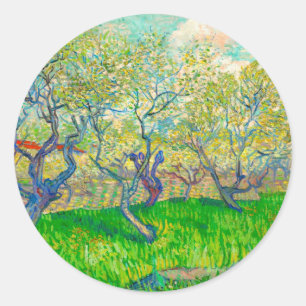 Adesivo Redondo Pomar Vincent van Gogh em Blossom