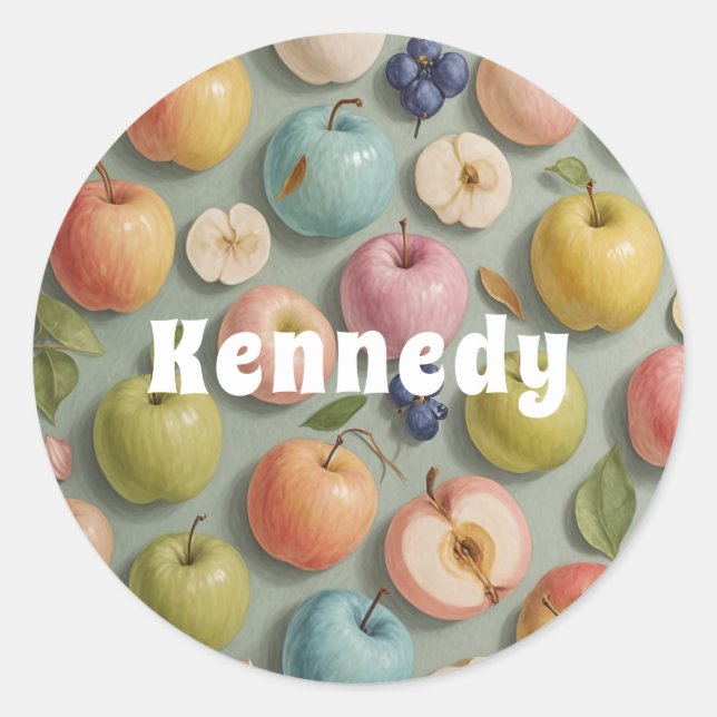 Adesivo Redondo Pomar Whimsy: Fruta de Pastel (Frente)