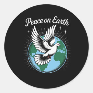 Adesivo Redondo Pomba da Paz na Terra e Fé no Globo Natal Espiritu