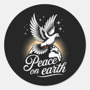 Adesivo Redondo Pomba da Paz na Terra e Globo Natal Pacífico