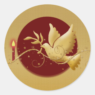 Adesivo Redondo Pomba Dourado do Natal da vara cristã do evento d