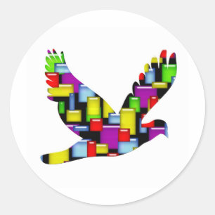 Adesivo Redondo pomba mosaica