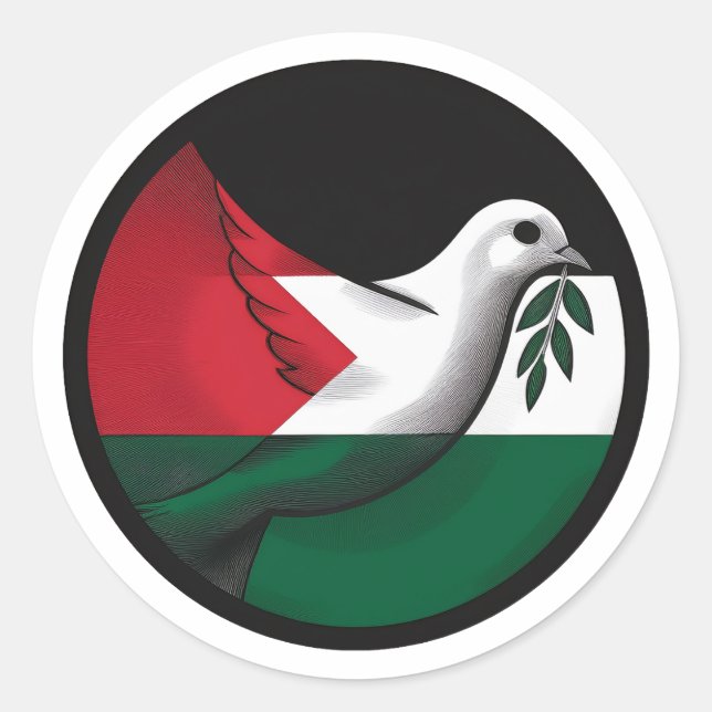Adesivo Redondo Pomba Palestina da Paz (Frente)
