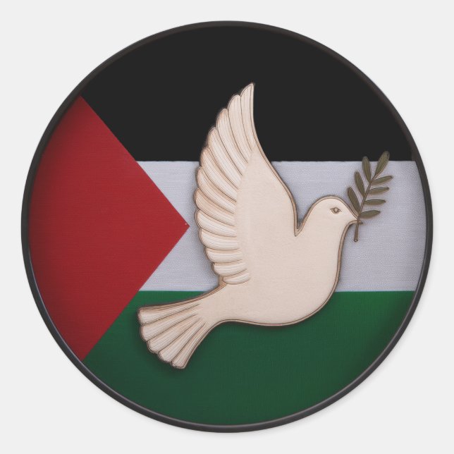 Adesivo Redondo Pomba Palestina da Paz (Frente)