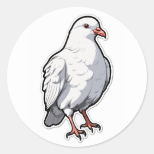 Adesivo Redondo Pombo Branco pacífico - Um símbolo de paz e amor