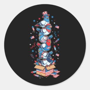 Adesivo Redondo Pombo engraçado Bandeira americana Dia da Memória 