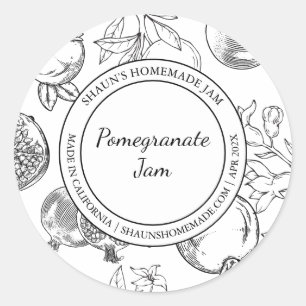 Adesivo Redondo Pomegranate Jam Sketch