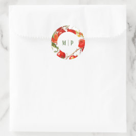 Adesivo Redondo Pomegrancha tema aquarela Cores brilhantes