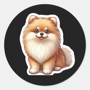 Adesivo Redondo Pomeranian Sticker