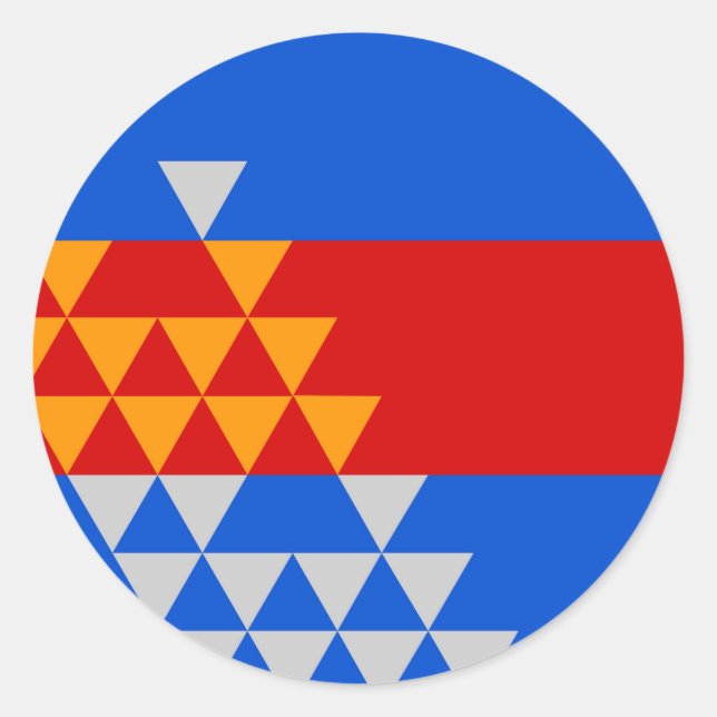 Adesivo Redondo Pomo Indian Flag símbolo étnico americano nativo u (Frente)