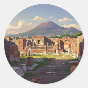 Adesivo Redondo Pompeia Itália Viagem