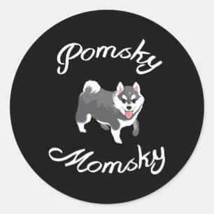 Adesivo Redondo Pomsky Momsky Pet Pomsky Mamãe