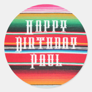 Adesivo Redondo poncho serape mexicano personalizado