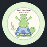 Adesivo Redondo Pond Friends Birthday Chá de fraldas Favor Sticker<br><div class="desc">Nossos amigos do lago favorecem adesivos são perfeitos para favores de chá de fraldas,  favores de aniversário ou qualquer aplicativo onde você gostaria de um adesivo personalizado!</div>