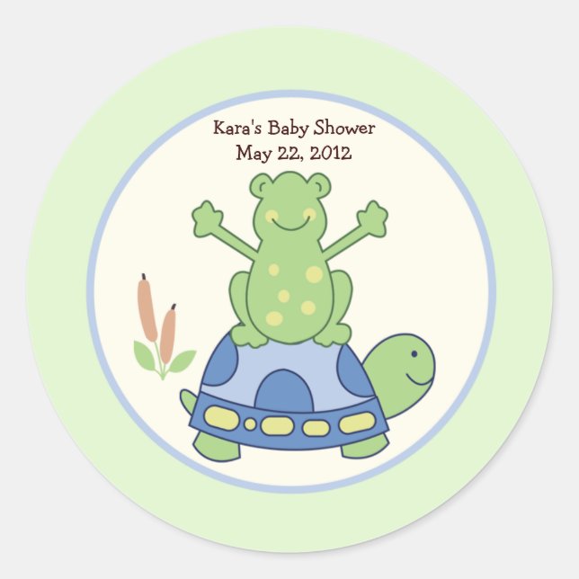 Adesivo Redondo Pond Friends Birthday Chá de fraldas Favor Sticker (Frente)