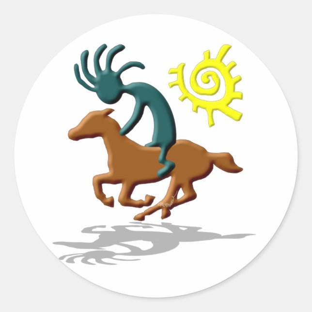 Adesivo Redondo Pônei de Kokopelli (Frente)