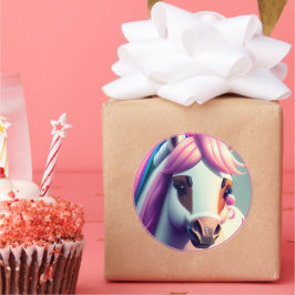 Adesivo Redondo Pôneo Espirituoso 3D Bonito 2