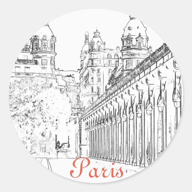 Adesivo Redondo Pont de Bir-Hakeim sobre o Sena - Paris, França (Frente)