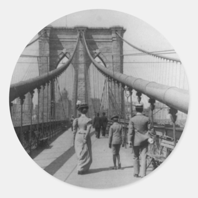 Adesivo Redondo Ponte Brooklyn cruzando (Frente)