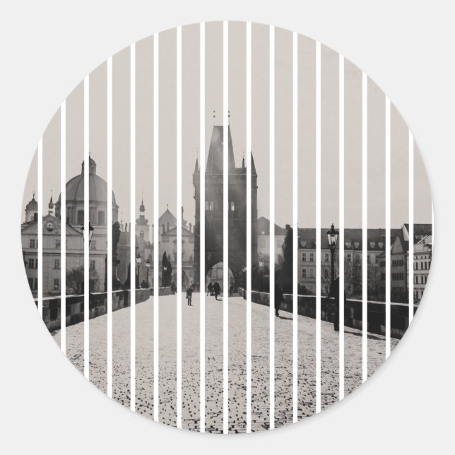 Adesivo Redondo Ponte Charles em Praga (Frente)