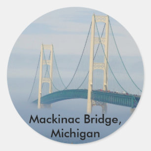 Adesivo Redondo Ponte de Mackinac, Michigan