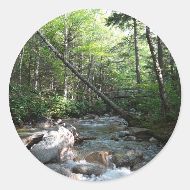 Adesivo Redondo Ponte do rio Pemigewasset em Nova Hampshire (Frente)