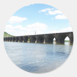 Adesivo Redondo Ponte Ferroviária de Rokville Stone Masonry Arch