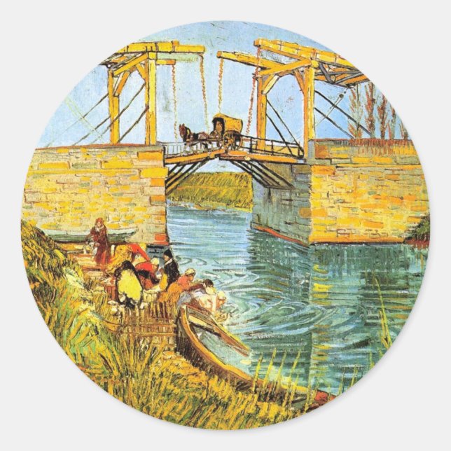Adesivo Redondo Ponte Langlois em Arles por Vincent van Gogh (Frente)