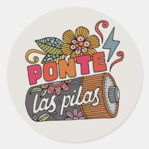 Adesivo Redondo Ponte Las Pilas Citação Motivacional Espanhola D