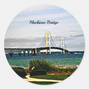Adesivo Redondo Ponte Mackinac, Ilha Mackinac