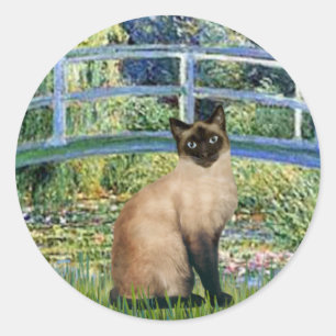 Adesivo Redondo Ponte - Selo Point Gato Siamese