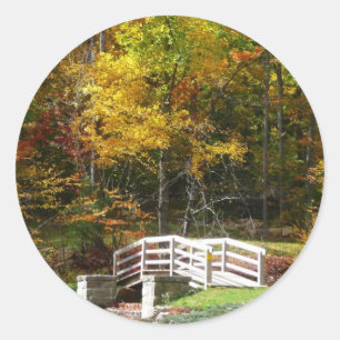Adesivo Redondo Ponte Seven Springs Fall I Paisagem de Outono