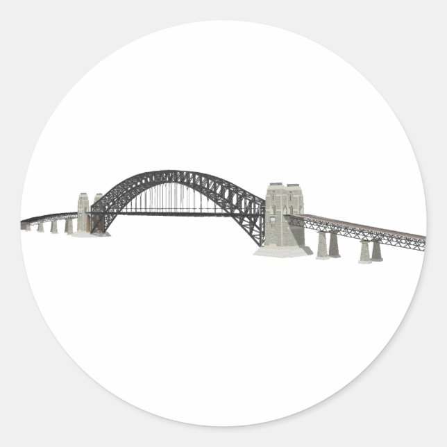 Adesivo Redondo Ponte Sydney Harbor: Modelo 3D: (Frente)