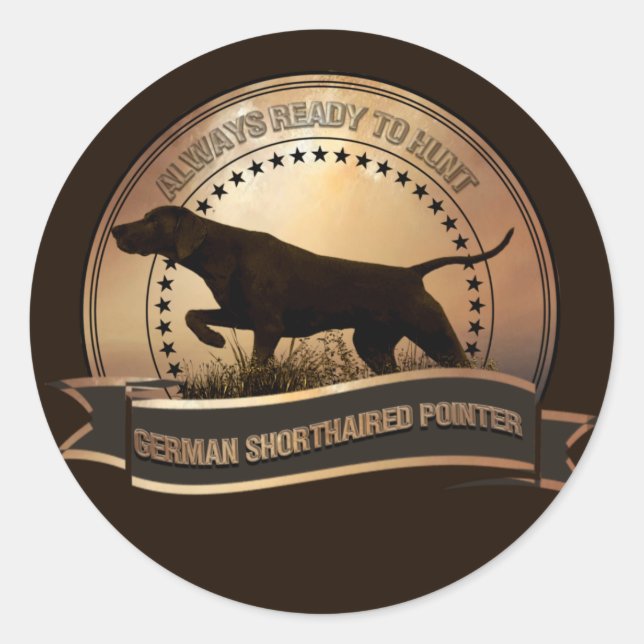 Adesivo Redondo Ponteiro Alemão Curto, Poster ZACHAR Tapeçaria (Frente)