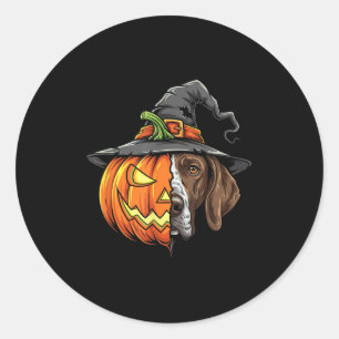 Adesivo Redondo Ponteiro alemão Shorthired Pumpkin Jack O Lantern