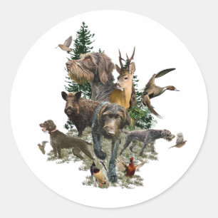 Adesivo Redondo Ponteiro alemão Wirehaired