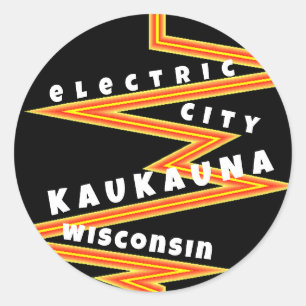 Adesivo Redondo Pontes de papel Kaukauna Wisconsin Electric City