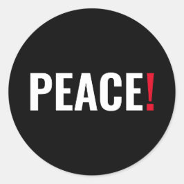Adesivo Redondo Ponto de exclamação da paz negro, vermelho-branco,