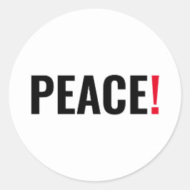 Adesivo Redondo Ponto de exclamação da paz vermelho-preto branco c