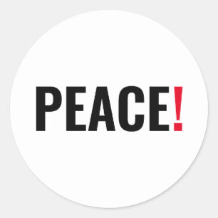 Adesivo Redondo Ponto de exclamação da paz vermelho-preto branco c