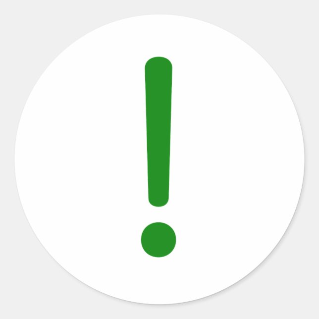 Adesivo Redondo Ponto de exclamação! Rosa do verde amarelo (Frente)