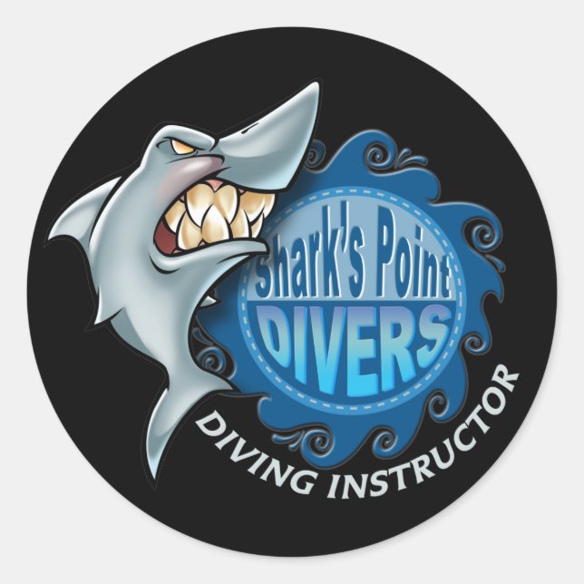 Adesivo Redondo Ponto do tubarão (Frente)