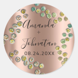 Adesivo Redondo Pontos Abstratos de Jardim Nome Data Rosa Negra