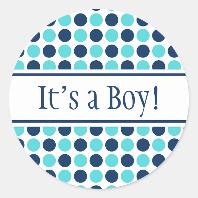 Adesivo Redondo Pontos Azuis É um Chá de fraldas (Frente)